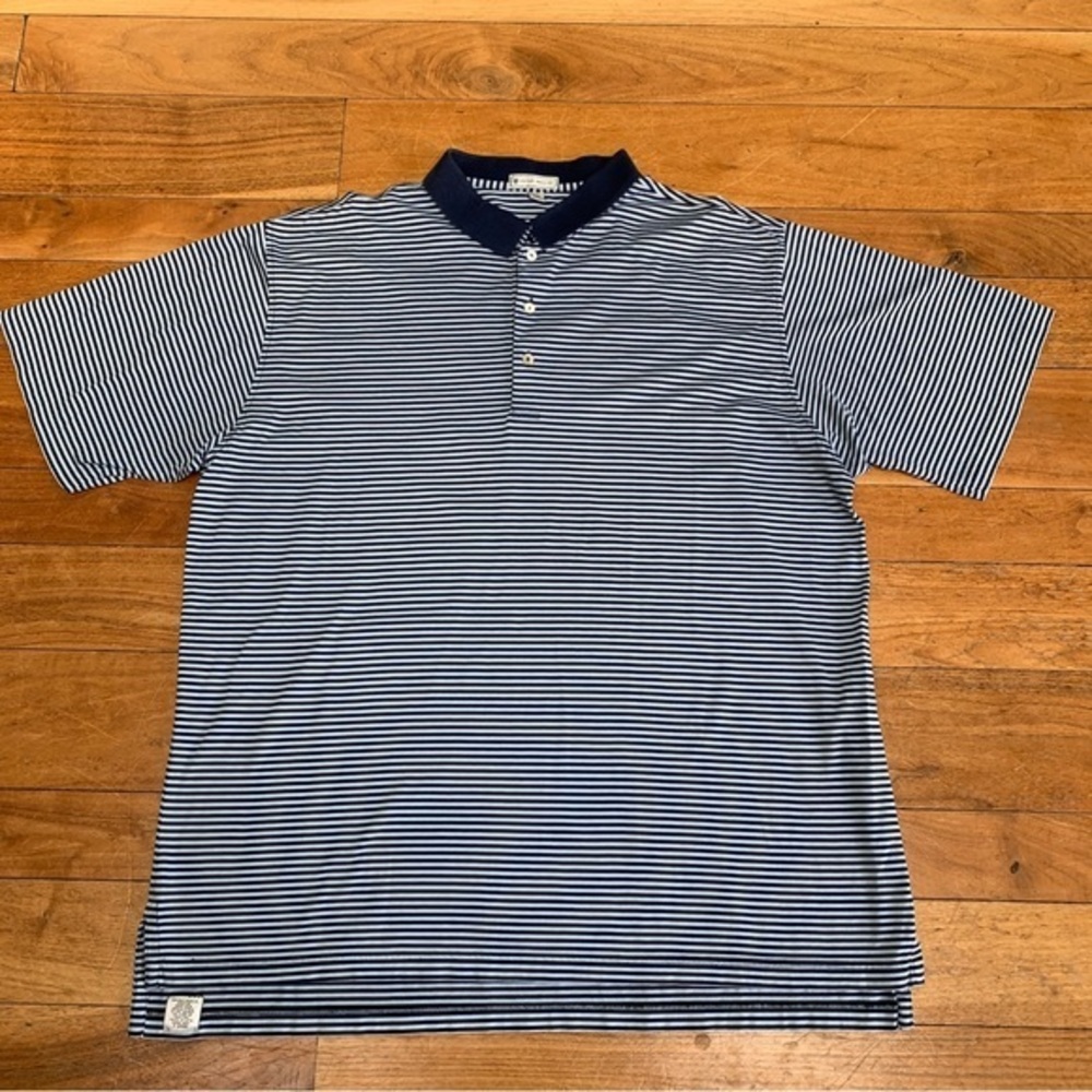 Peter Millar Striped Navy Collared Polo Shirt Xxl - image 2